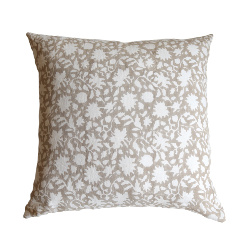 Mavis Tan Floral Pillow Cover
