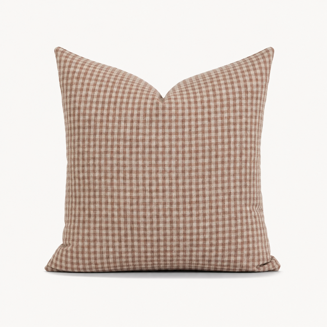 Gingham Tan Pillow Cover