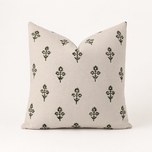 Aspen Floral Block Print Pillow Cover