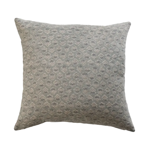 Gray patterned pillow on a white background