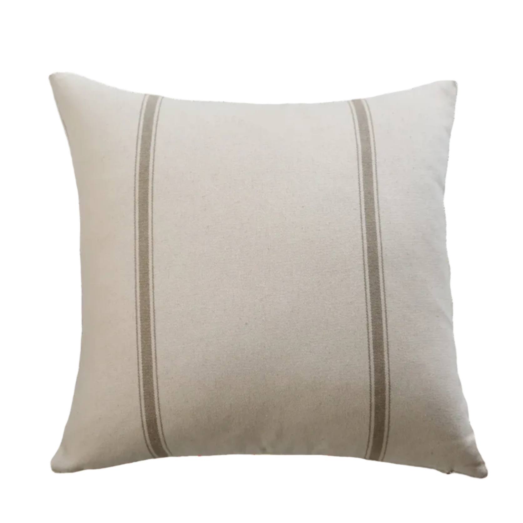 Beige pillow with brown stripes on a white background