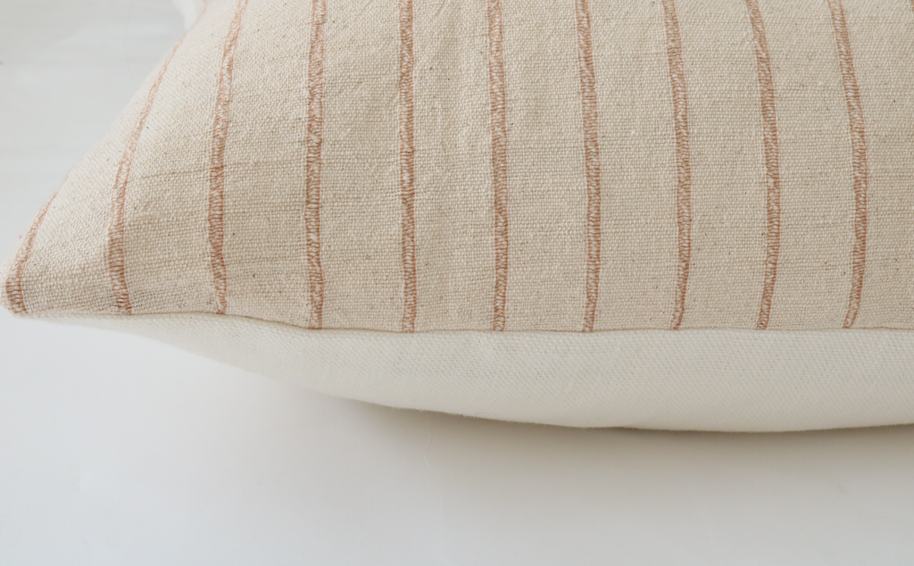 **FLAWED** Charles Tan Stripe Pillow Cover