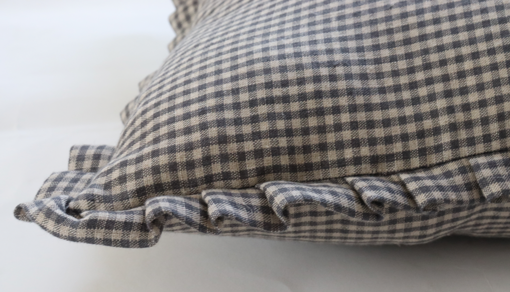 Finn Gingham Ruffle Pillow Cover