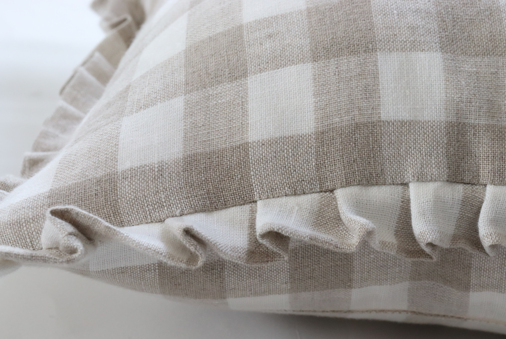 Florence Gingham Ruffle Pillow Cover