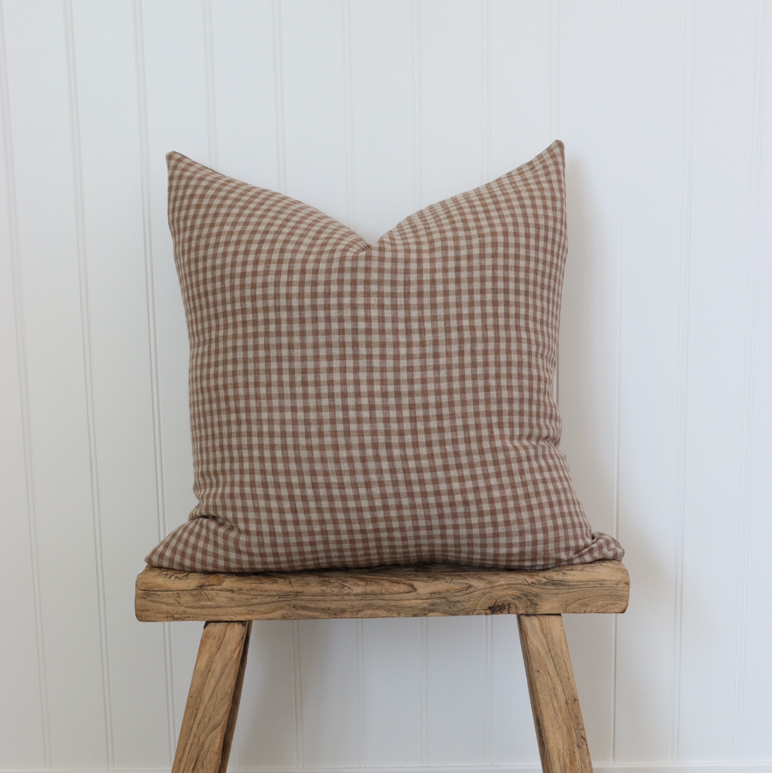 Gingham Tan Pillow Cover