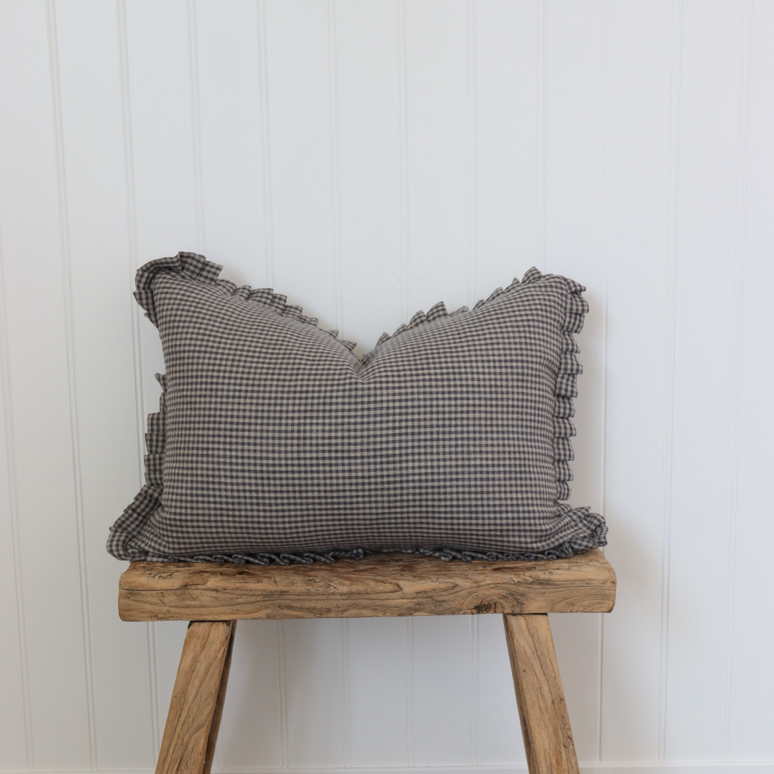 Finn Gingham Ruffle Pillow Cover