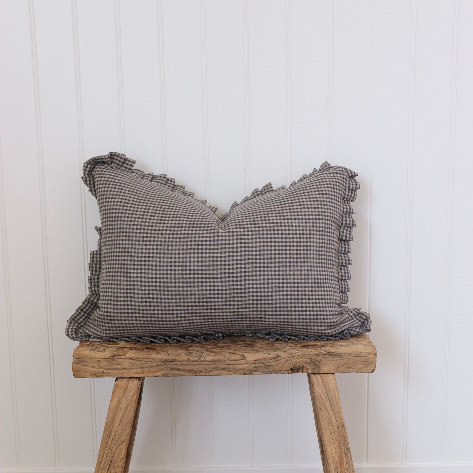 Finn Gingham Ruffle Pillow Cover