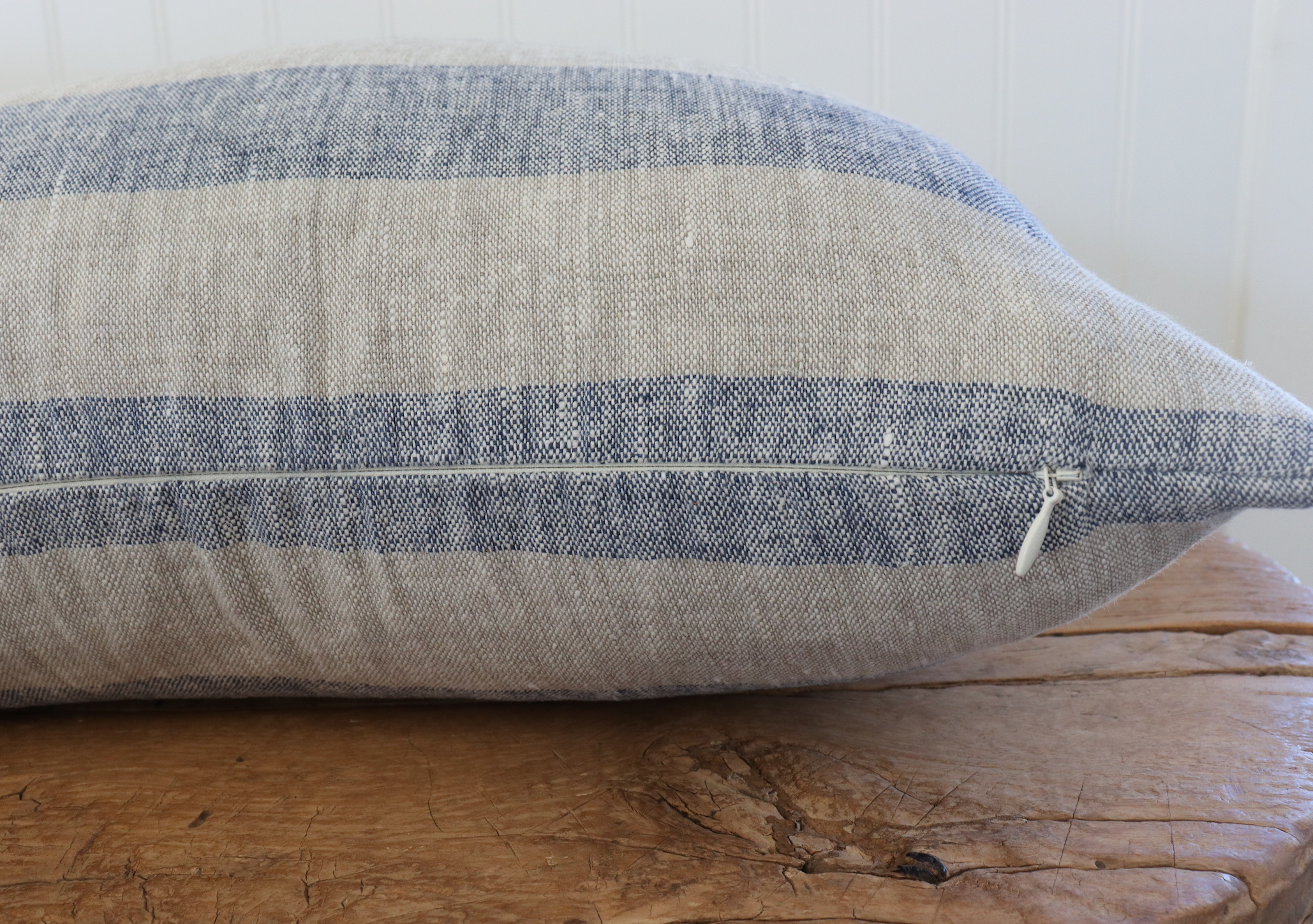 **MOVING SALE** Blue Linen Stripe Pillow Cover