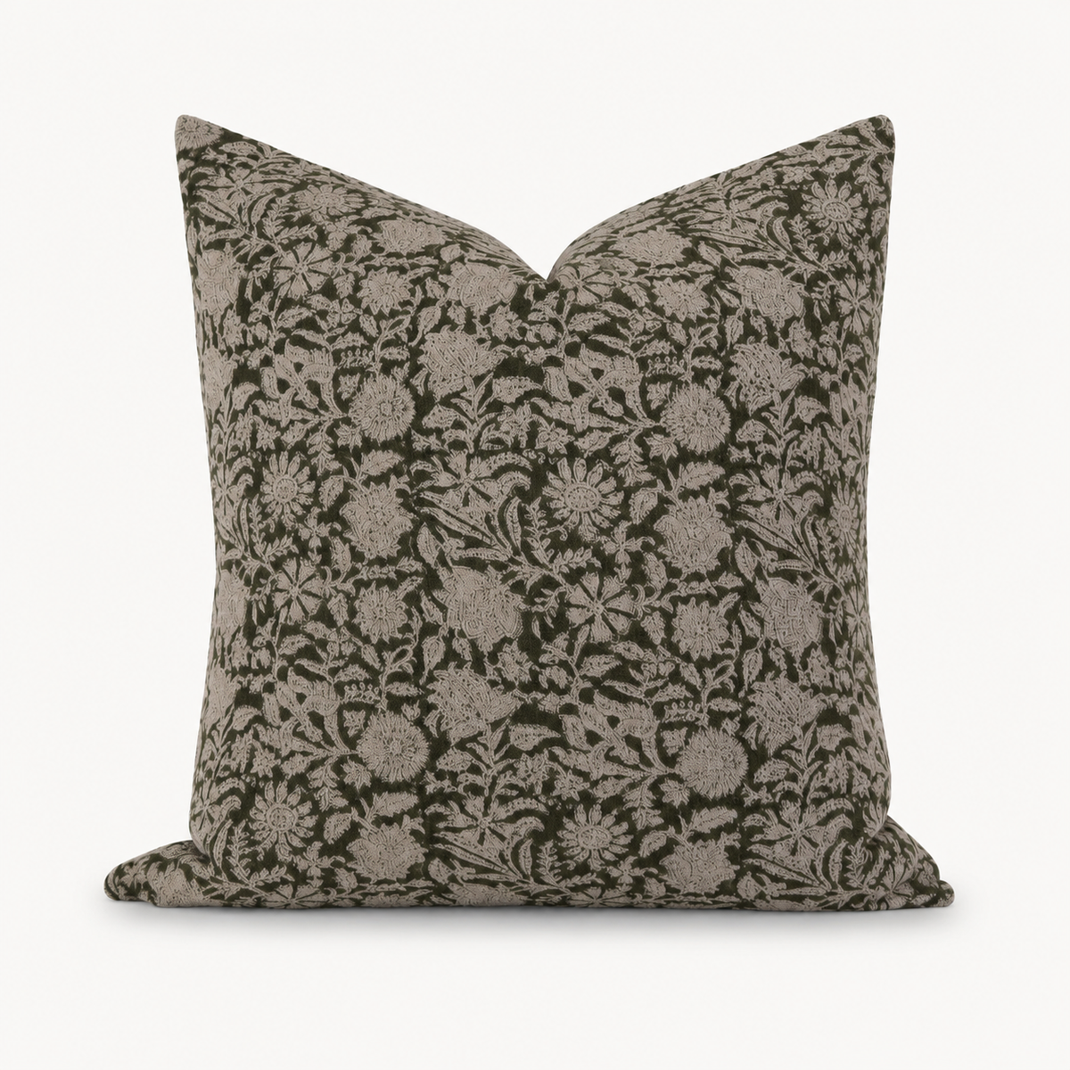 Perry Hand Block Print Floral Pillow Cover