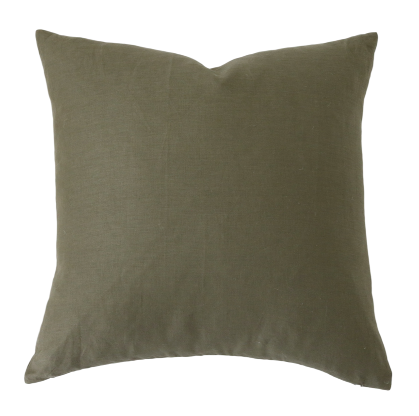 Olive Green Linen Pillow Cover