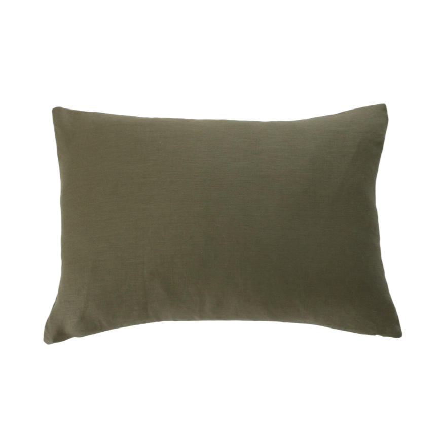 Olive Green Linen Pillow Cover