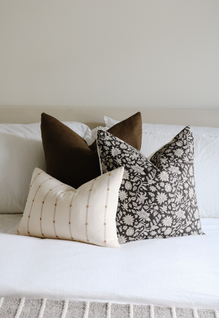 Estelle Dark Brown Floral Pillow Cover