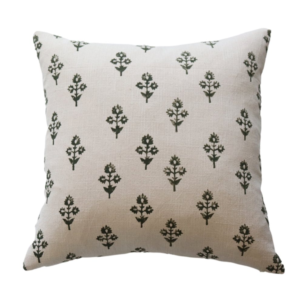 Block Print Pillow Cover Green Block Print Pillow Cover Green