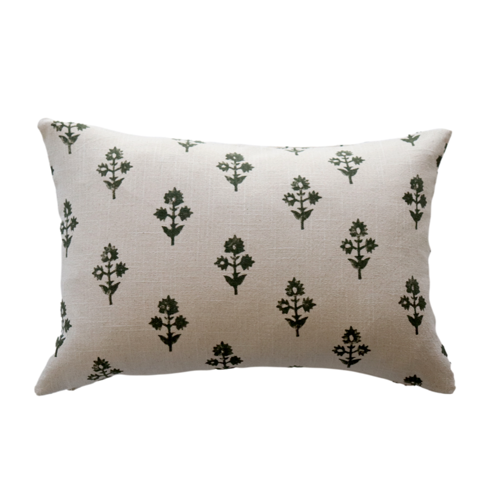 Aspen Floral Block Print Pillow Cover